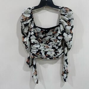 Abercrombie & Fitch Long Sleeve Floral Puff Sleeve Blouse Size Small